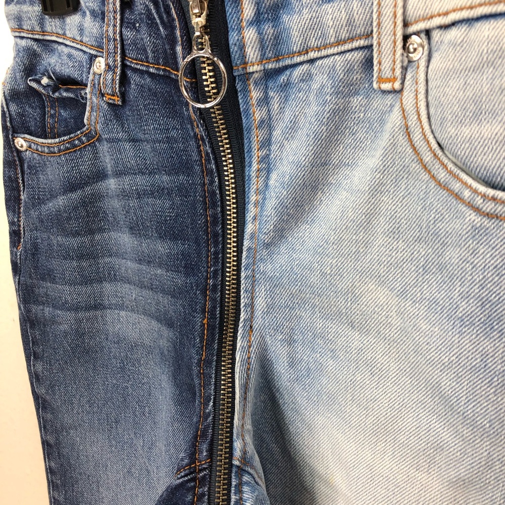 Revice Yin Yang Tokyo Wash Jeans Full Zip Split 2 Toned Crop Sz 23 Retro Casual - Picture 7 of 8